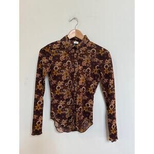Aritzia Wilfred Moscato Longsleeve Brown Floral XS Whimsigoth Dark Romantic